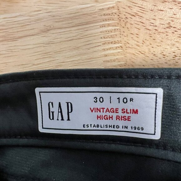 Gap Womens Faux Leather Vintage Slim Pants High Rise Black Size 10 Pockets New - Picture 8 of 10